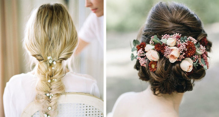 bröllopsfrisy, Blommor, Bröllop, hairstyle, bröllop. hår, Brud, Romantiskt, wedding